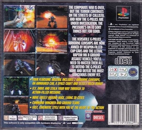 G-Police Weapons of Justice - PS1 (B Grade) (Genbrug)